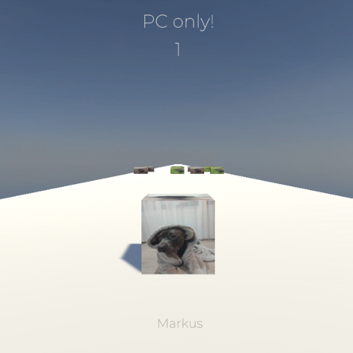A screenshot of a picture of a dog put on a cube with angry rectangle dogs in front of it.